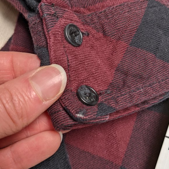 Dark Red Aritzia TNA Plaid Flannel Long Sleeve Button Down - Picture 6 of 8